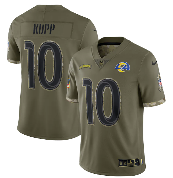 Men's Los Angeles Rams #10 Cooper Kupp Olive 2022 Salute To Service Limited Stitched Jersey